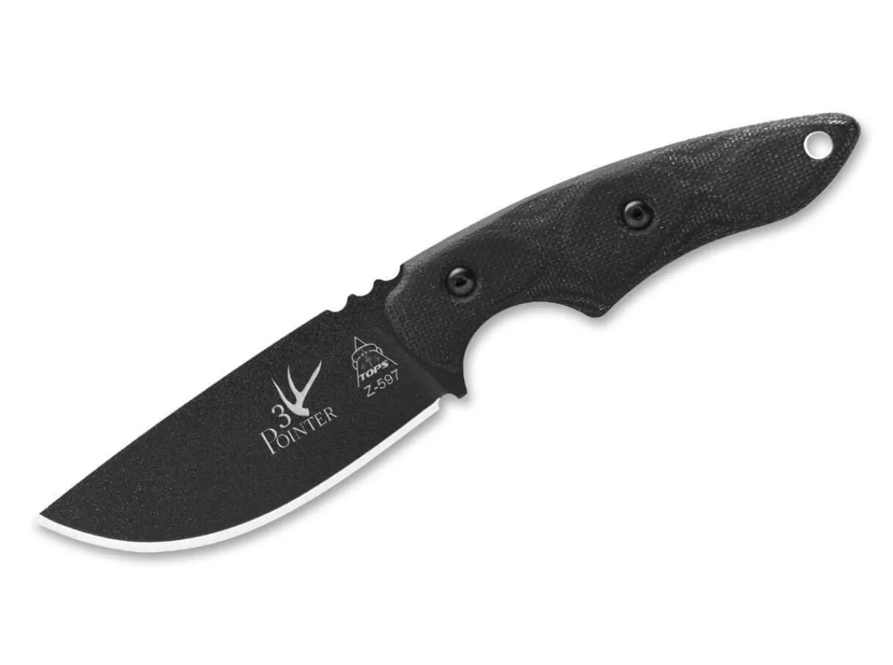 TOPS Knives Jagdmesser<3 Pointer Black Canvas