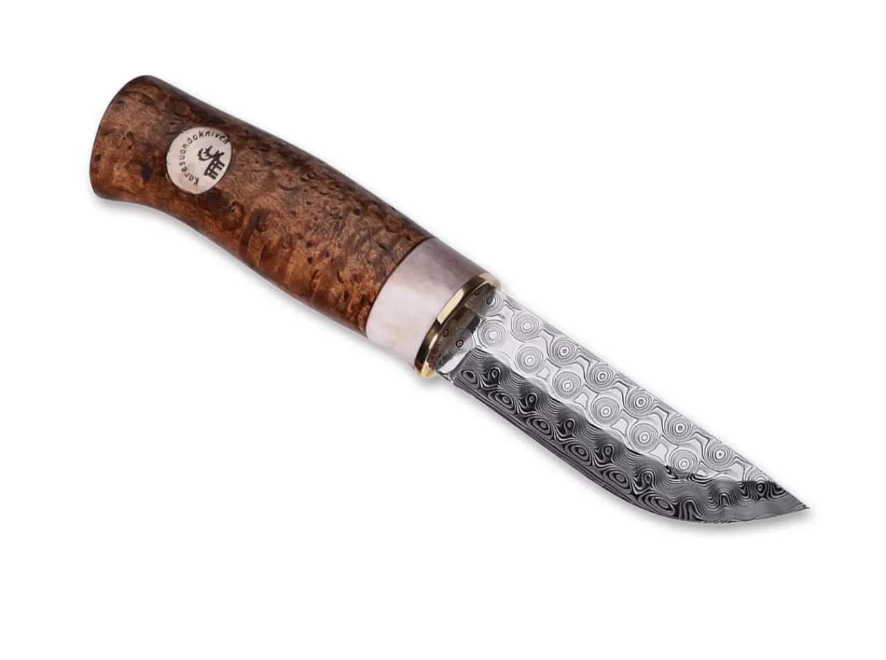 Karesuando Jagdmesser<Algen Brun Damasteel Rose