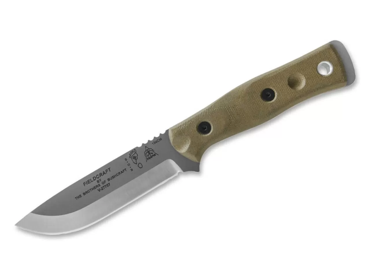 TOPS Knives Bushcraftmesser<B.O.B. Fieldcraft Green Micarta