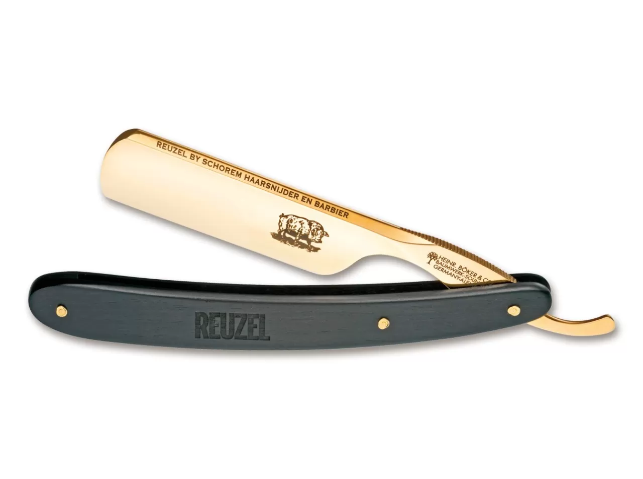 Böker Manufaktur Solingen Carbonstahl-Rasiermesser<Golden Reuzel Razor Axe