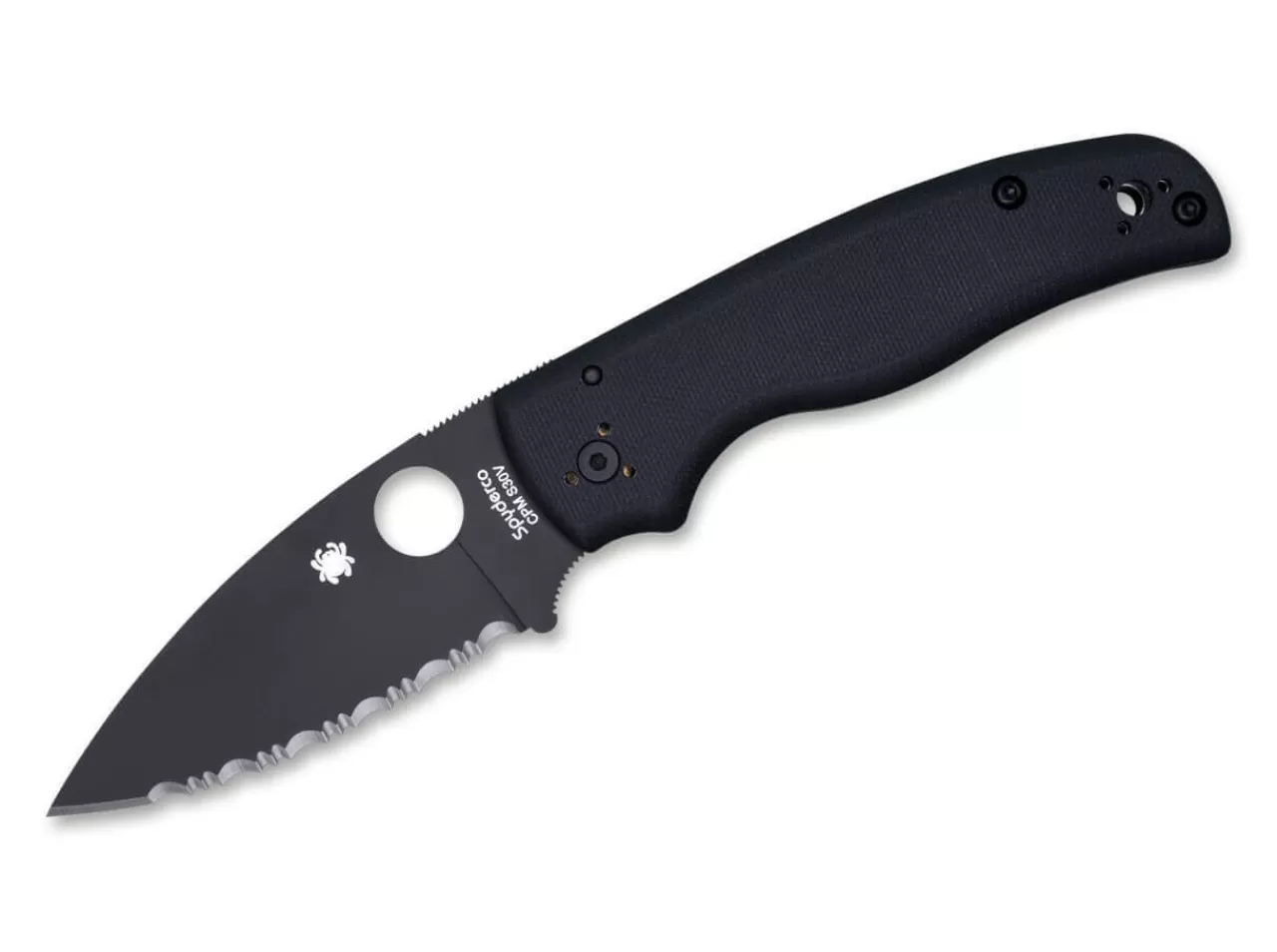 Spyderco Shaman All Black Serrated Outlet